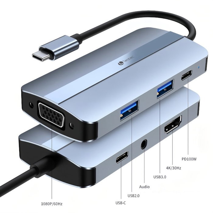 Leotec Docking Station 7 en 1 USB-C PD100 USB 3.0 USB-C USB 2.0 HDMI